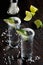 Tequila tall shot glasses with lime