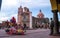 Tequisquiapan architecture old mexico village with church and man selling air balloons