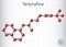 Terbinafine molecule. Sheet of paper in a cage. Structural chemical formula, molecule model