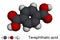 Terephthalic acid molecule. It is benzenedicarboxylic acid, precursor to the polyester PET. Molecular model. 3D rendering