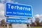 Terherne place name sign in Friesland in The Netherlands