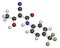 Teriflunomide multiple sclerosis MS drug molecule. Atoms are represented as spheres with conventional color coding: hydrogen .