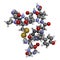 Terlipressin drug molecule. 3D rendering. Atoms are represented as spheres with conventional color coding: hydrogen white,