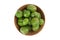 Terminalia chebula or chebulic myrobalans, fruits isolated on white background.top view,flat lay