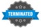 terminated label. terminated isolated seal. sticker. sign
