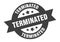 terminated sign. round ribbon sticker. isolated tag