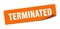 terminated sticker. square isolated label sign. peeler