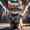 the terminator robot cat with a heart-meltingly cute face and a lethal metallic core