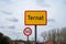 Ternat, Flemish Brabant, Belgium - Sign of the Ternat urbanisation and a speed limit of 50 km per hour