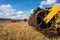 TERNOPIL REGION, UKRAINE - August 10, 2021: fragment of a multi-disc cultivator, tillage system in operation at the demonstration