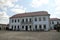 TERNOPIL, UKRAINE - AUGUST 23, 2023 Main building of palace and inner yard of medieval Zbarazh Castle in Zbarazh town of