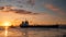 Ternuezen Netherlands April 2 2020, Oil and Gas Chemical tanker at the harbour of Terneuzen during sunset on the river