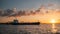 Ternuezen Netherlands April 2 2020, Oil and Gas Chemical tanker at the harbour of Terneuzen during sunset on the river