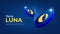 Terra LUNA banner. LUNA coin cryptocurrency concept banner background