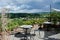 Terrace with beautiful landscape in Certaldo. Tuscany, Italy