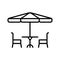 Terrace cafe line vector icon. Camping table and chairs illustration sign. linear style symbol for mobile  concept and web design.