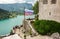 A terrace in the courtyard of Bled medieval castle in Slovenia