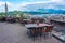 Terrace overlooking Luzern town in Switzerland