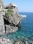 Terrace overlooking the sea of Monterosso, a coastal village in Cinque Terre, Italy