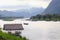 Terrace view river karst mountains sunset, Phong Nha, Vietnam