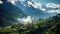 Terraced farms in mountains