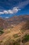 Terraced fields in the Inca archeological area of Pisac in the Sacred Valley near the Cusco