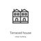 terraced house icon vector from urban building collection. Thin line terraced house outline icon vector illustration. Linear