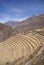 Terraced Inca fields and ruins of village