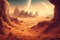 terraced landscape of mars inhabited by humans in future in virtual reality futuristic virtual world