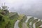 The terraced rice fields on the slope of mountains in Guizhou province in China.