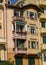 Terraces with flowers on painted residences along the promenade of Santa Margherita Ligure, Italy