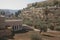 Terraces of the Kidron Valley and the the wall of the Old City in Jerusalem in Israel