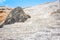 The terraces made of crystallized calcium carbonate at Mammoth Hot Springs. Yellowstone Park, USA