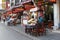 Terraces and restaurants with Chinese cuisine in the Old Street, Tunxi, China