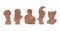 Terracotta antique Greek gods bust sculptures bundle, male heroes and gods vector silhouettes, ancient statues of men