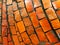 Terracotta brick wall pattern detail