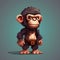 Terracotta Chimp: A Darkly Detailed Pixel Monkey Art Character