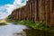 Terracotta columnar basalt columns on the tropical island of Penghu Taiwan. Geological lava plateau