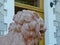 The terracotta figure of the lion in of the main entrance to the Yusupov Palace.