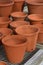 Terracotta garden plant pots.