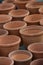 Terracotta garden plant pots.