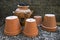 Terracotta pots in winter