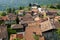 Terracotta rooftops of Italian village.