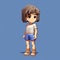 Terracotta Villagecore: A Pixel Girl Character In Blue Shorts