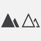 Terrain icon, mountains sign vector isolated on white.