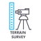 Terrain survey thin line icon, sign, symbol, illustation, linear concept, vector