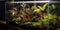 A terrarium filled with carnivorous plants, showcasing the niche hobby of cultivating unusual flora, concept of