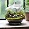 Terrarium jar with little forest and a self ecosystem , Small decoration plants in a glass bowl, Terrarium , terrarium plants