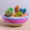 Terrarium, sand, rock, succulent, painted cactus