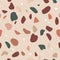 Terrazo modern contemporary art print. Different shapes seamless pattern. Burnt orange trendy warm terracotta color palette.